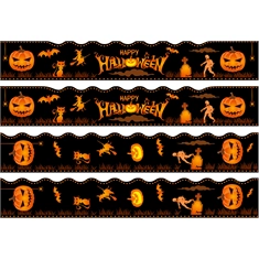Halloween Classroom Bulletin Board Border | Orange on Black Design